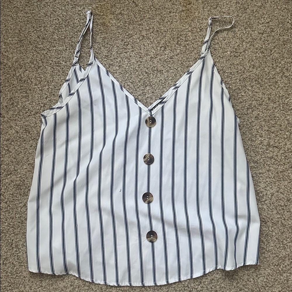 SHEIN White and Black Striped Crop Top